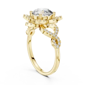 Luminary Round Brilliant Floral Halo Solitaire Ring - Image 3