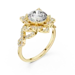 Luminary Round Brilliant Floral Halo Solitaire Ring