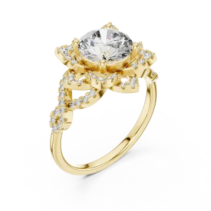 Luminary Round Brilliant Floral Halo Solitaire Ring