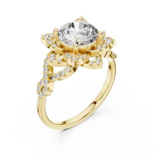 Luminary Round Brilliant Floral Halo Solitaire Ring
