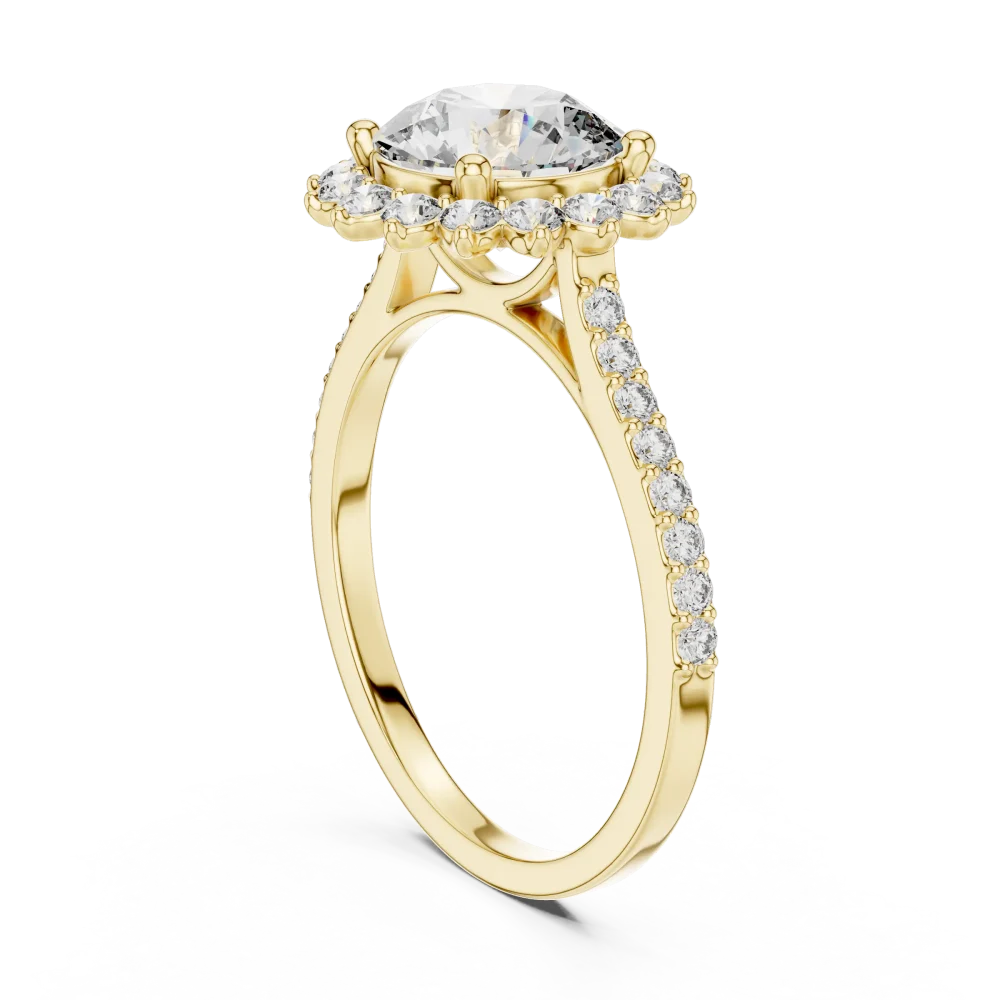Luminary Round Brilliant Pavé-Set Halo Solitaire Ring - Image 3
