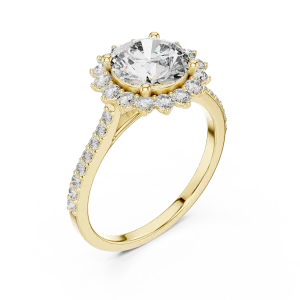 Luminary Round Brilliant Pavé-Set Halo Solitaire Ring