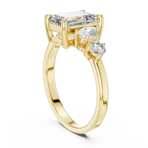 Ethereal Emerald and Pear Three-Stone Modern Statement Ring - Image 3