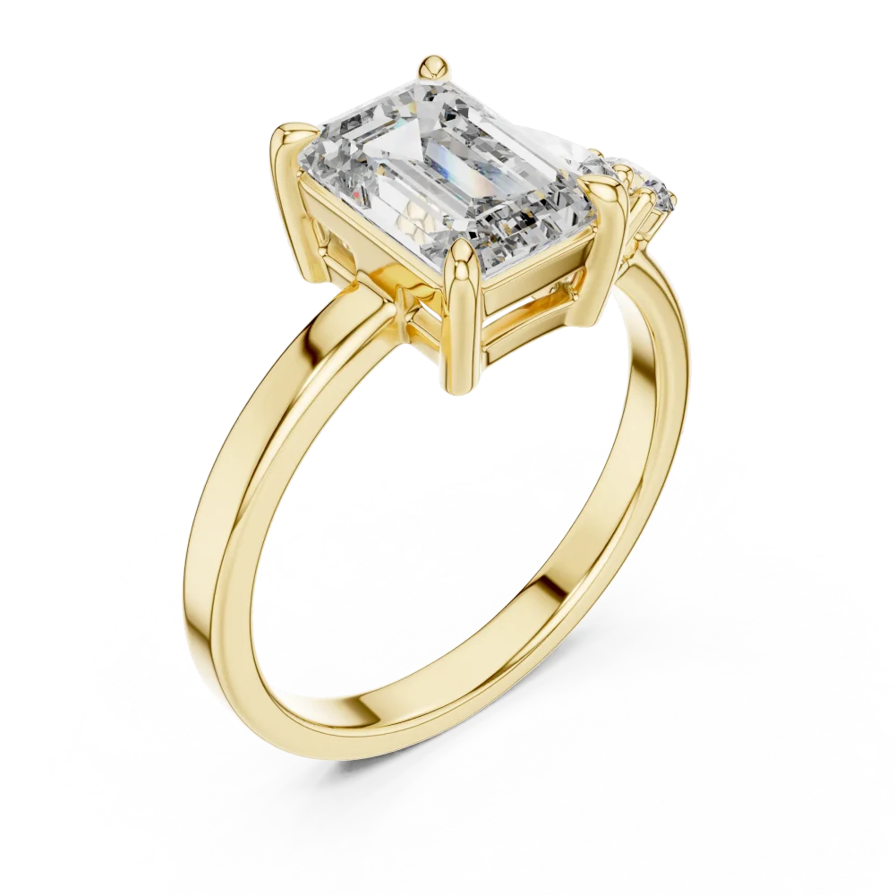 Experience the allure of our three-stone emerald and pear ring. Featuring brilliant DIAMEUR diamonds, this modern classic is designed to dazzle. Shop now.