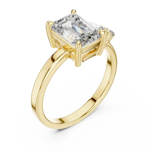 Ethereal Emerald and Pear Three-Stone Modern Statement Ring