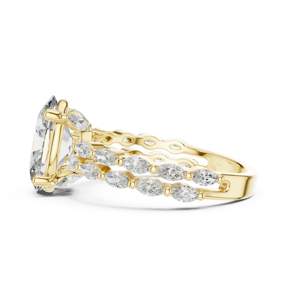 Ethereal Oval Cut Marquise Pavé Solitaire Ring - Image 4