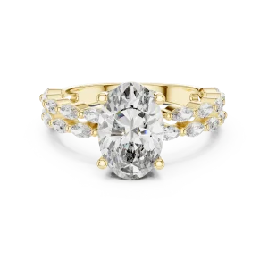 Ethereal Oval Cut Marquise Pavé Solitaire Ring - Image 2