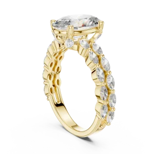 Ethereal Oval Cut Marquise Pavé Solitaire Ring - Image 3