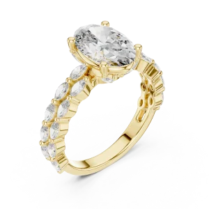 Ethereal Oval Cut Marquise Pavé Solitaire Ring