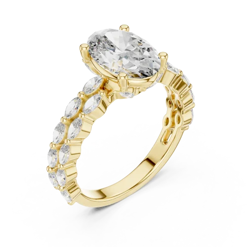 Ethereal Oval Cut Marquise Pavé Solitaire Ring