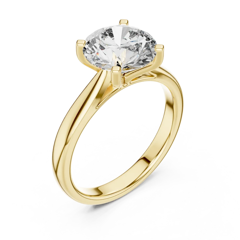 Discover the radiant brilliance of this modern round DIAMEUR lab-grown solitaire ring. A timeless, handcrafted essential for any collection. Shop now.