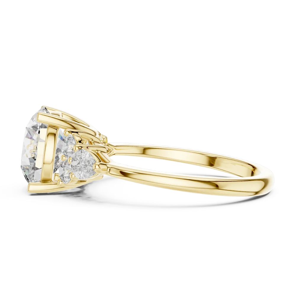 Luminary Round and Pear Three Stone Solitaire Ring - Image 4