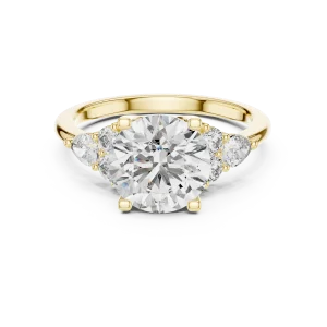 Luminary Round and Pear Three Stone Solitaire Ring - Image 2