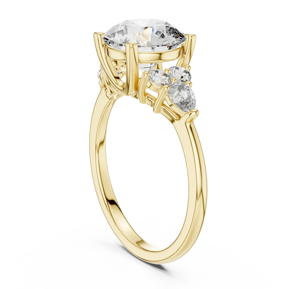 Luminary Round and Pear Three Stone Solitaire Ring - Image 3