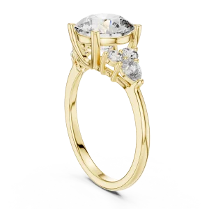 Luminary Round and Pear Three Stone Solitaire Ring - Image 3
