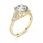 Luminary Round and Pear Three Stone Solitaire Ring