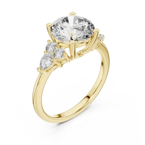 Luminary Round and Pear Three Stone Solitaire Ring