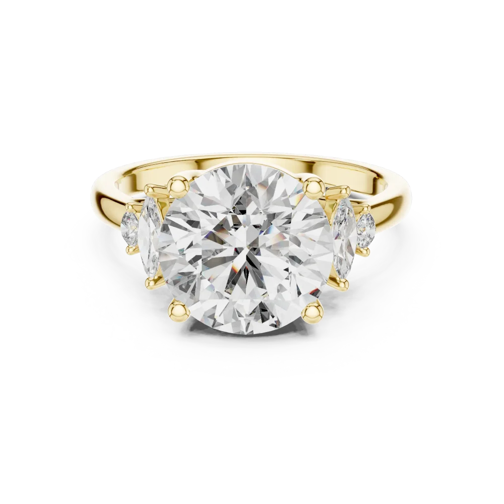 Luminary Round Brilliant and Marquise Three Stone Ring - Image 2