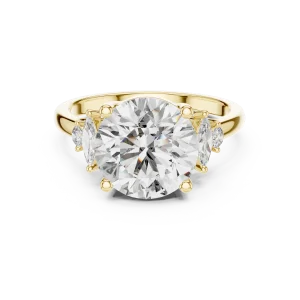 Luminary Round Brilliant and Marquise Three Stone Ring - Image 2