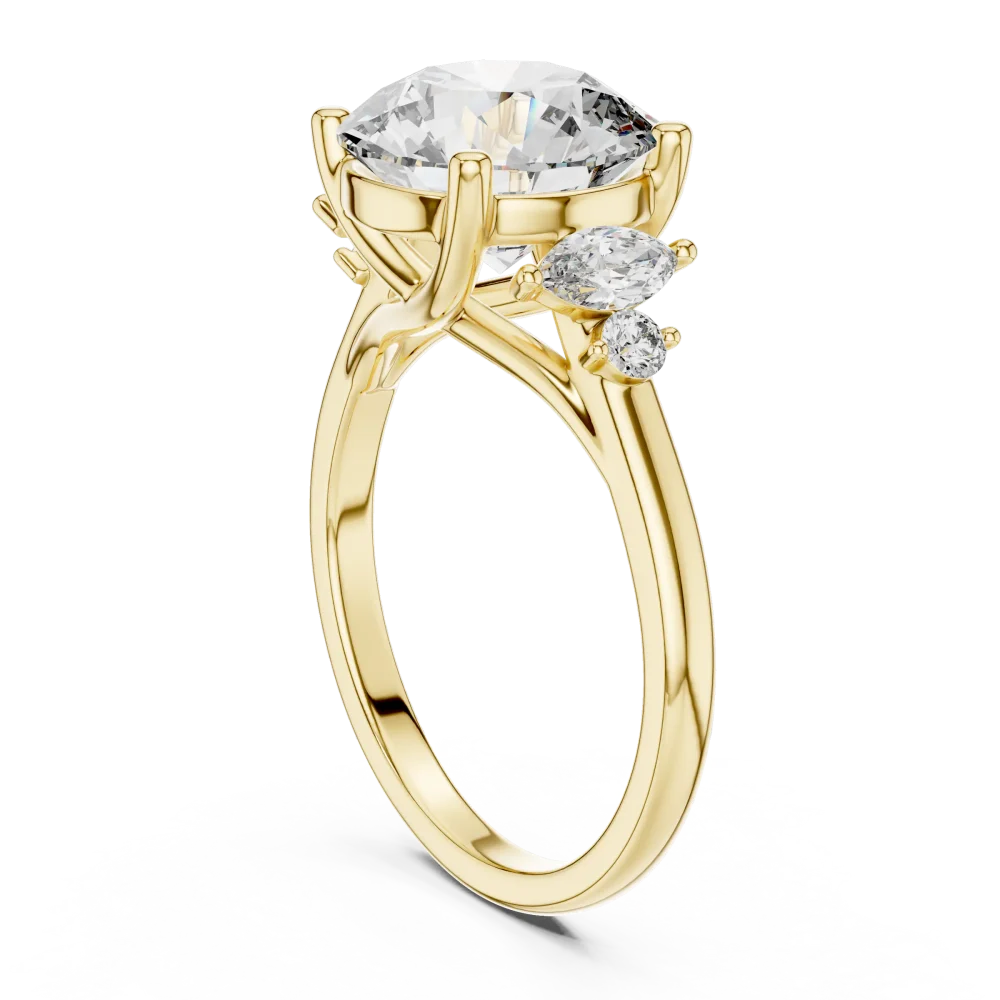 Luminary Round Brilliant and Marquise Three Stone Ring - Image 3
