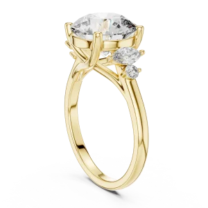 Luminary Round Brilliant and Marquise Three Stone Ring - Image 3