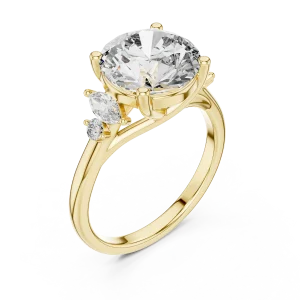 Luminary Round Brilliant and Marquise Three Stone Ring