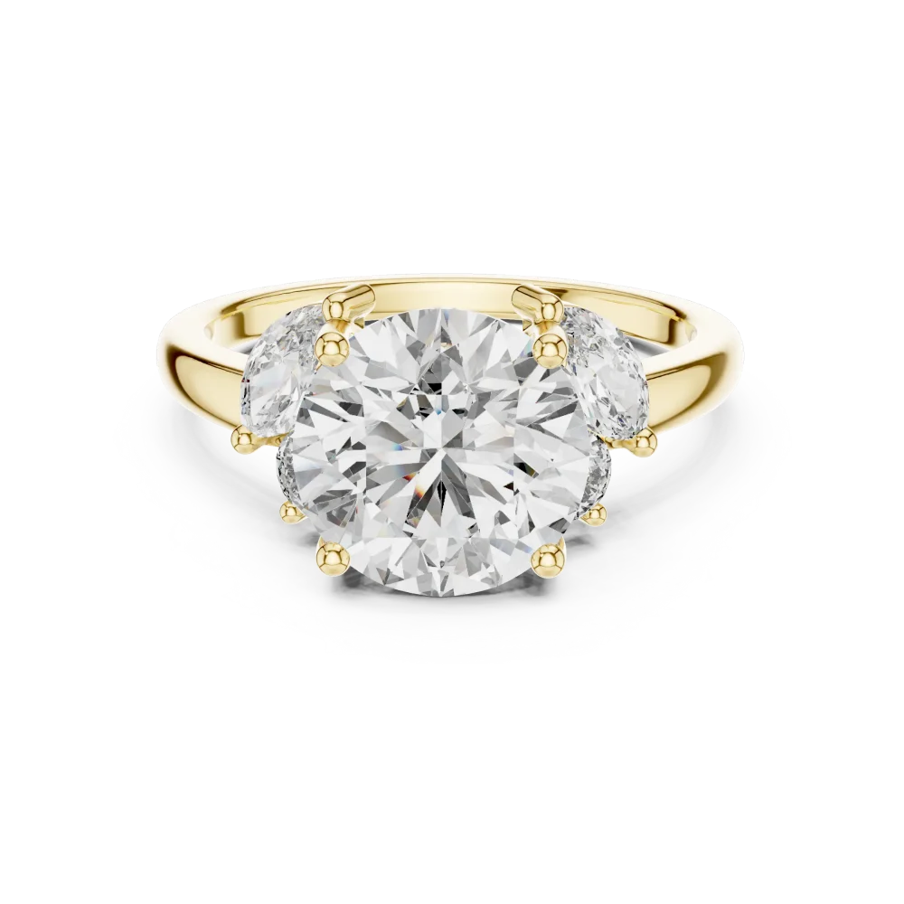 Luminary Round and Marquise Three Stone Solitaire Ring - Image 2