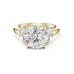 Luminary Round and Marquise Three Stone Solitaire Ring - Image 2