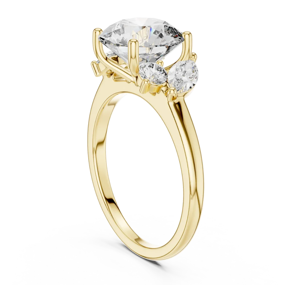 Luminary Round and Marquise Three Stone Solitaire Ring - Image 3