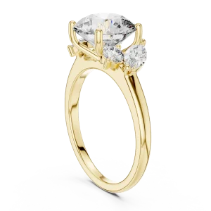 Luminary Round and Marquise Three Stone Solitaire Ring - Image 3