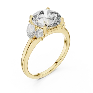 Luminary Round and Marquise Three Stone Solitaire Ring