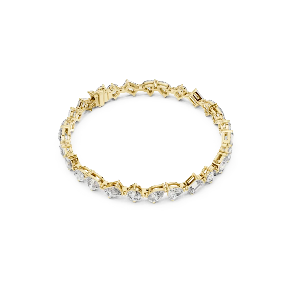Experience unparalleled brilliance with this multi-shape DIAMEUR lab-grown diamond tennis bracelet. Elevate your collection with this modern classic.