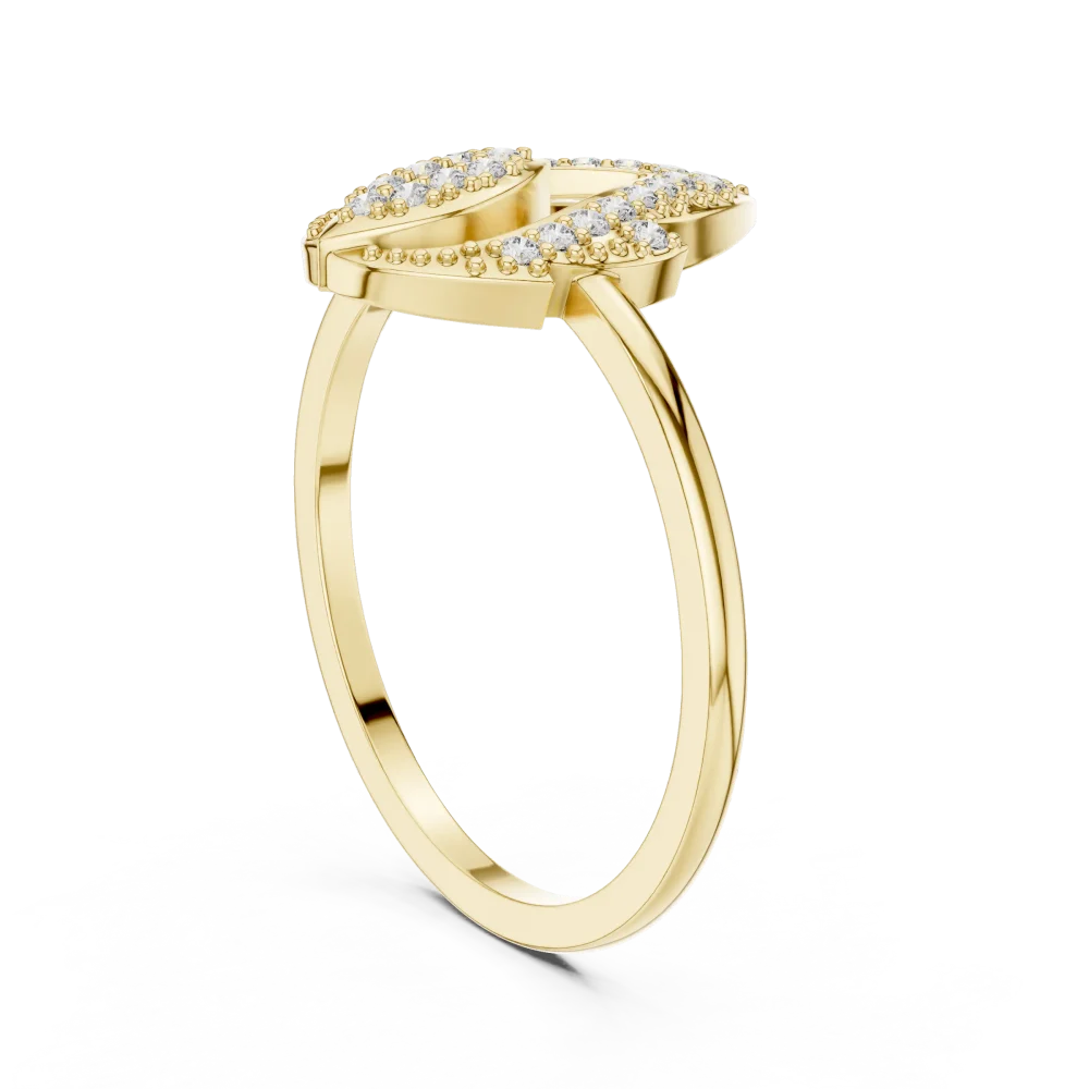 Symmetry Geometric Pavé-Set Round Cut Statement Ring - Image 3