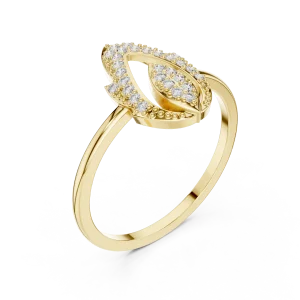 Symmetry Geometric Pavé-Set Round Cut Statement Ring