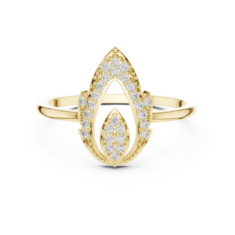 Symmetry Geometric Pavé-Set Round Cut Statement Ring - Image 2