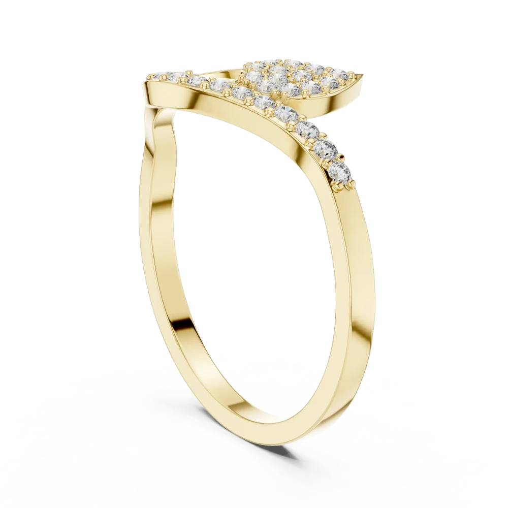 Fluid Silhouette Round Brilliant Pavé-Set Cocktail Ring - Image 3