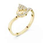Fluid Silhouette Round Brilliant Pavé-Set Cocktail Ring