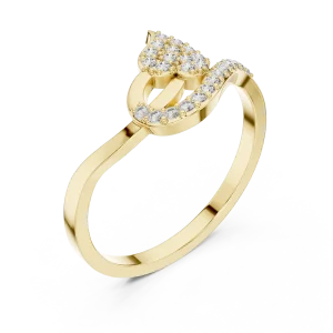 Fluid Silhouette Round Brilliant Pavé-Set Cocktail Ring