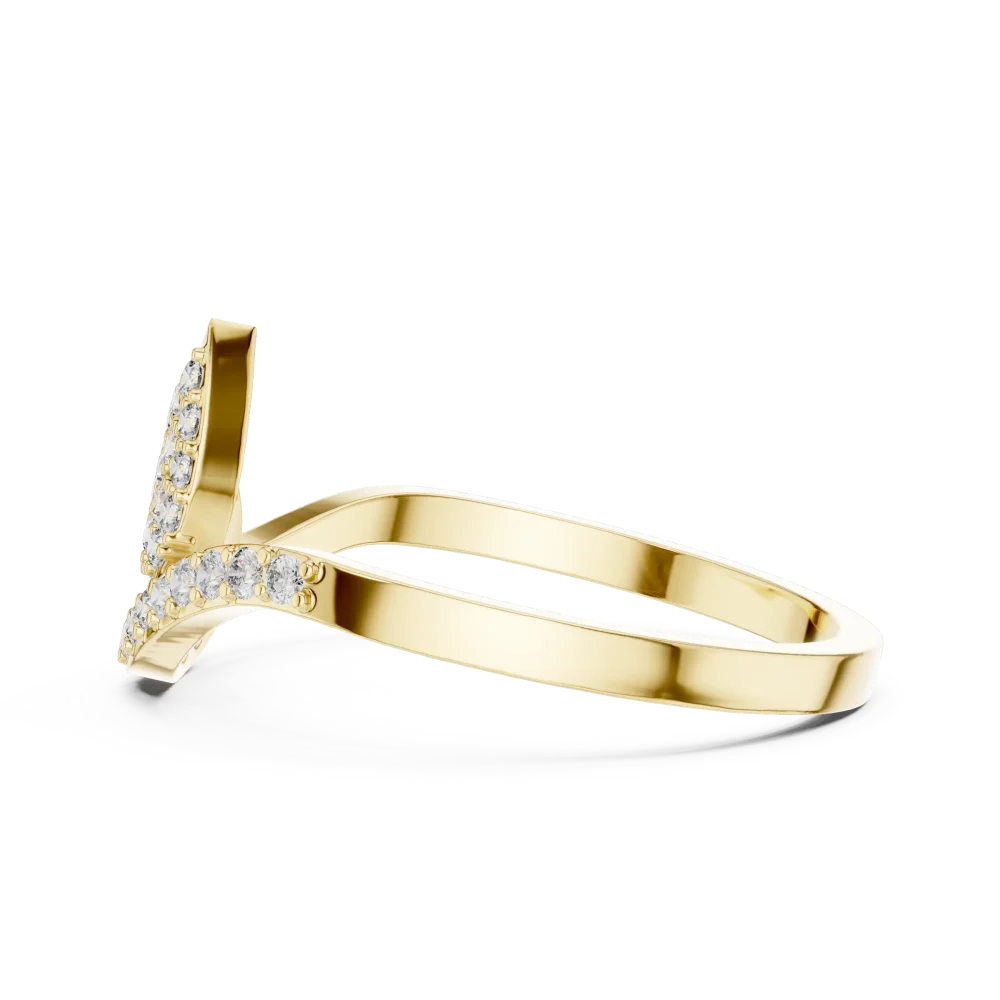 Fluid Silhouette Round Brilliant Pavé-Set Cocktail Ring - Image 4