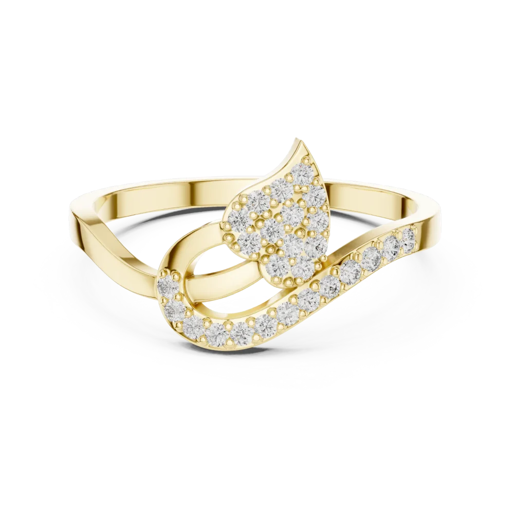 Fluid Silhouette Round Brilliant Pavé-Set Cocktail Ring - Image 2
