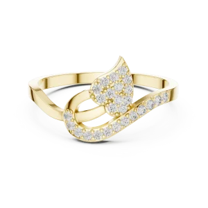 Fluid Silhouette Round Brilliant Pavé-Set Cocktail Ring - Image 2
