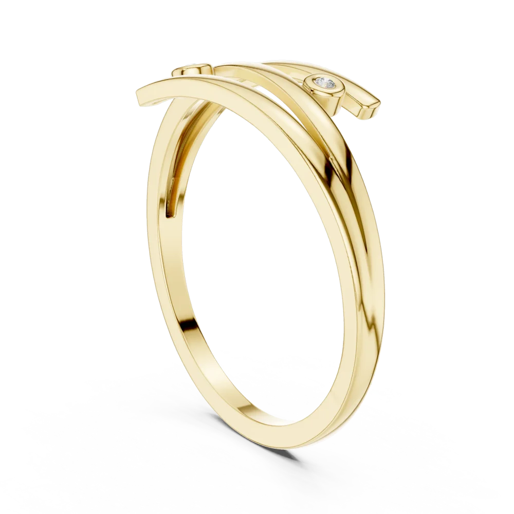 Fluidity Linear Round DIAMEUR Diamond Bypass Stackable Ring - Image 3