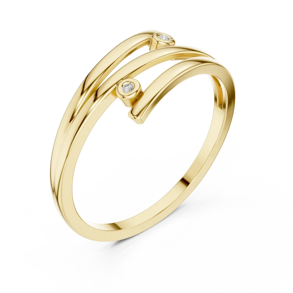 Discover the Fluidity Linear Round DIAMEUR diamond bypass ring. A modern classic featuring brilliant stones set in sleek, sustainable pure gold.