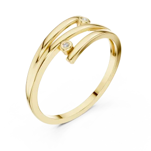 Fluidity Linear Round DIAMEUR Diamond Bypass Stackable Ring