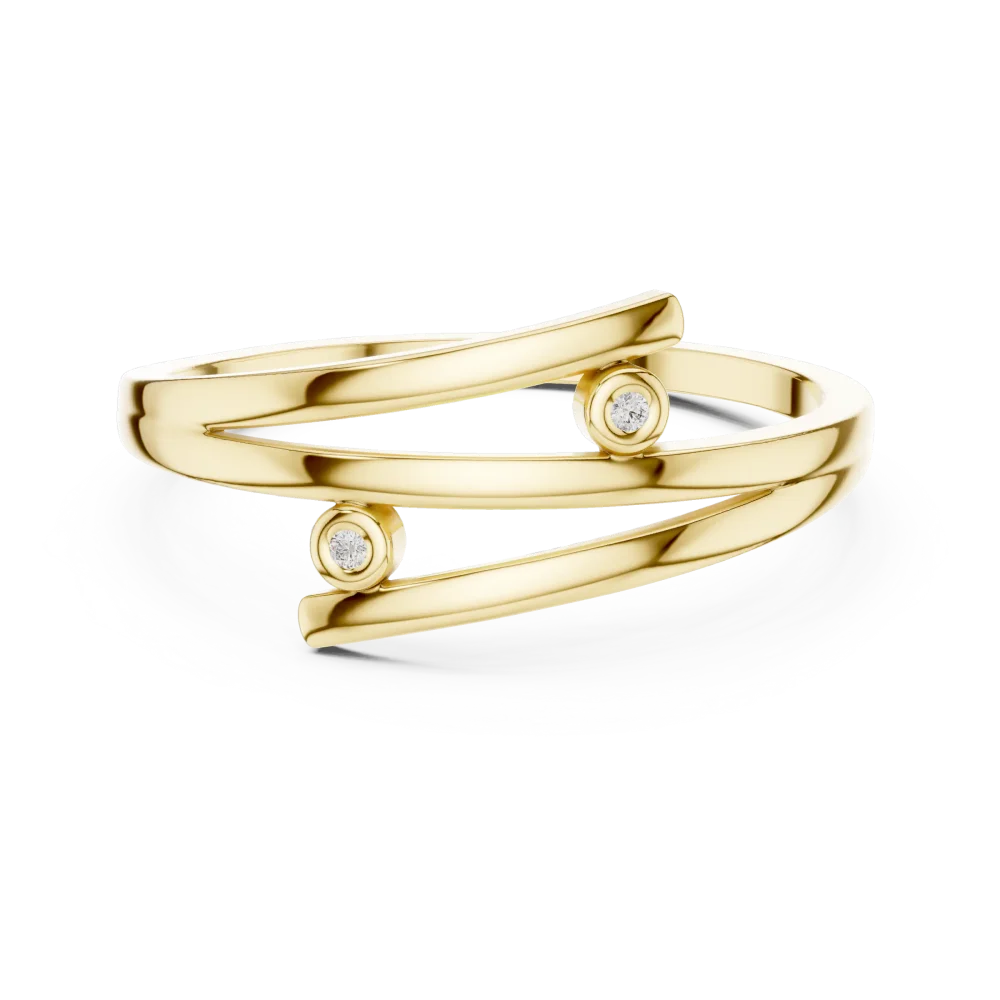 Fluidity Linear Round DIAMEUR Diamond Bypass Stackable Ring - Image 2