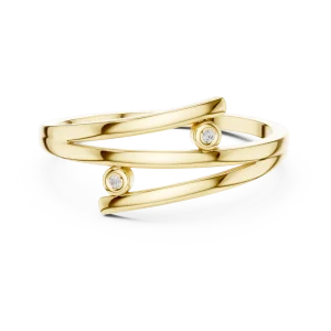 Fluidity Linear Round DIAMEUR Diamond Bypass Stackable Ring - Image 2
