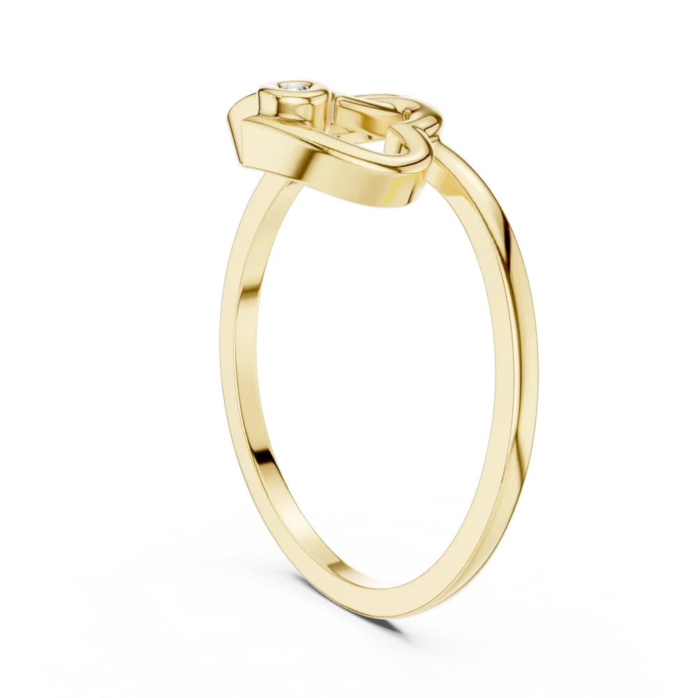 Essence Round Brilliant Intertwined Hearts Solitaire Ring - Image 3
