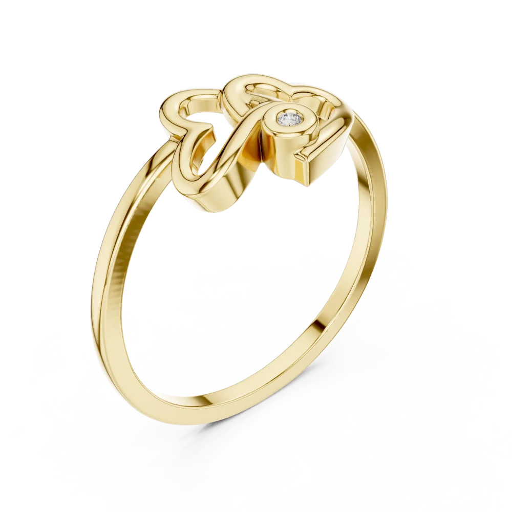 Embrace love with our modern heart-inspired solitaire ring, featuring a brilliant DIAMEUR diamond. Elevate your everyday style—shop this piece now.