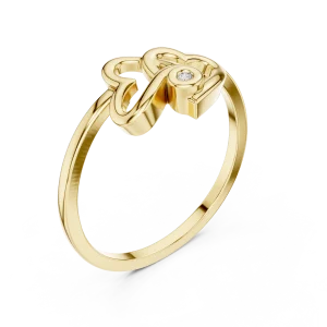 Essence Round Brilliant Intertwined Hearts Solitaire Ring