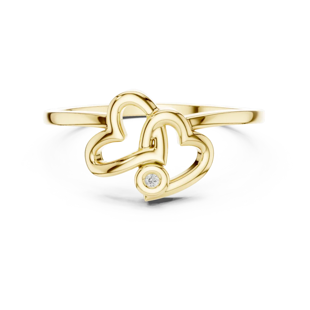 Essence Round Brilliant Intertwined Hearts Solitaire Ring - Image 2